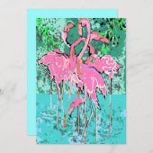 Retro rosa Flamingos Abstrakte 12x18 Einladungen V (Vorne/Hinten)