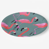Retro-Rosa Flamingos Pappteller (Schrägansicht)