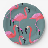 Retro-Rosa Flamingos Pappteller (Vorderseite)