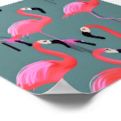 Retro-Rosa Flamingos Poster (Ecke)