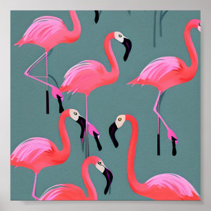 Retro-Rosa Flamingos Poster