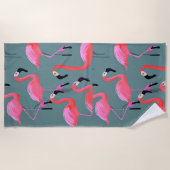 Retro-Rosa Flamingos Strandtuch (Vorderseite)