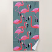 Retro-Rosa Flamingos Strandtuch (Vorderseite)