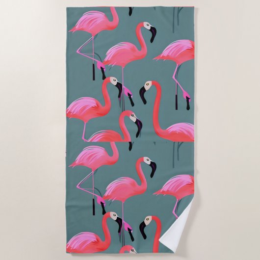 Retro-Rosa Flamingos Strandtuch (Vorderseite)