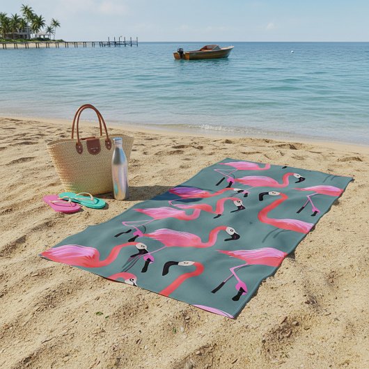 Retro-Rosa Flamingos Strandtuch