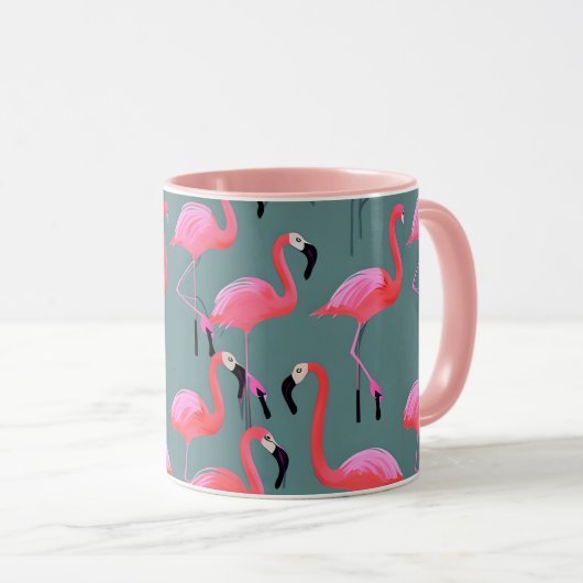 Retro-Rosa Flamingos Tasse (VorderseiteRechts)