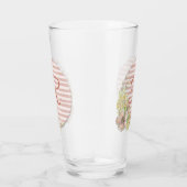 Retro Rosa Floral Stripe Design Monogramm trinken Glas (Rechts)
