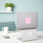 Retro Rosa Frohen Muttertag Aufkleber (Laptop auf Schreibtisch)