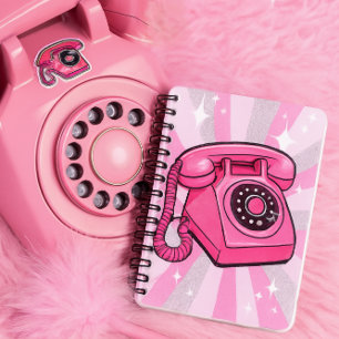 Retro-Rosa-Funkeln-Tastenwählscheibe-Landline-Tele Notizblock