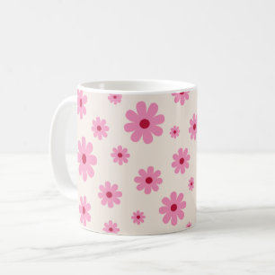 Retro-Rosa-Gänseblümchen-Blumenmuster Süße Kaffeet Kaffeetasse