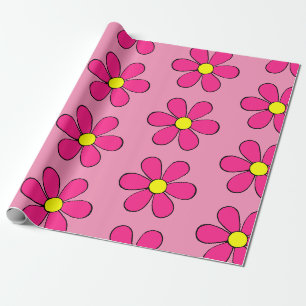Retro-Rosa-Gänseblümchen-Geschenkpapier Geschenkpapier