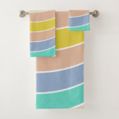 Retro rosa, gelb, aquamarine geometrische Muster H Badhandtuch Set (Insitu)