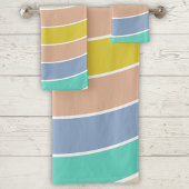 Retro rosa, gelb, aquamarine geometrische Muster H Badhandtuch Set