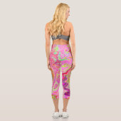 Retro Rosa, Gelb und Magenta Abstrakte Kunst, Dich Capri Leggings (Rückseite)