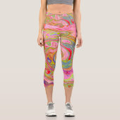 Retro Rosa, Gelb und Magenta Abstrakte Kunst, Dich Capri Leggings (Vorderseite)