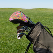 Retro Rosa, Gelb und Magenta Abstrakte Kunst, Dich Golf Headcover (In SItu)