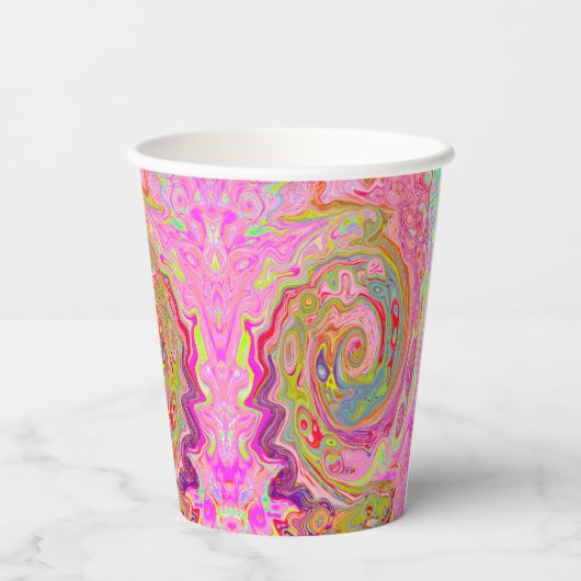 Retro Rosa, Gelb und Magenta Abstrakte Kunst, Dich Pappbecher (Rückseite)