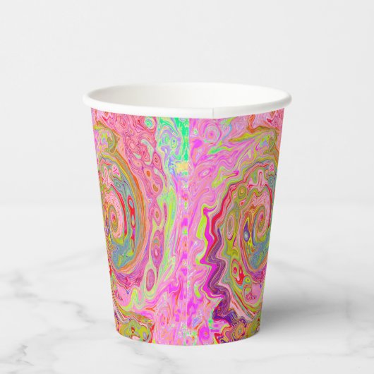 Retro Rosa, Gelb und Magenta Abstrakte Kunst, Dich Pappbecher (Rechts)