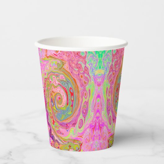 Retro Rosa, Gelb und Magenta Abstrakte Kunst, Dich Pappbecher (Vorderseite)