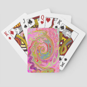 Retro Rosa, Gelb und Magenta Abstrakte Kunst, Dich Spielkarten