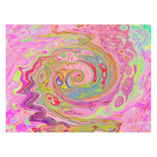 Retro Rosa, Gelb und Magenta Abstrakte Kunst, Dich Tischdecke (Vorderseite (Horizontal))