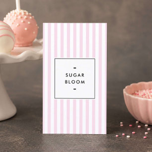 Retro-Rosa-Gestreifte-Cake-Pops Visitenkarte