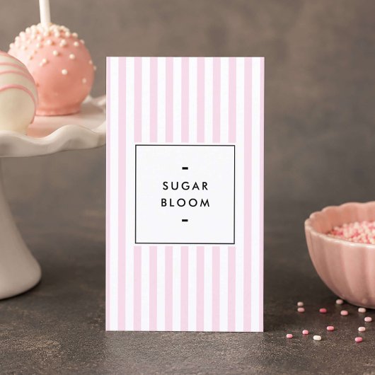 Retro-Rosa-Gestreifte-Cake-Pops Visitenkarte