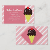 Retro rosa gestreifte Eisdiele-Visitenkarten Visitenkarte (Vorne/Hinten)