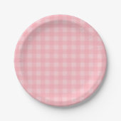 Retro rosa Gingham-karierter Muster-Hintergrund Pappteller (Vorderseite)