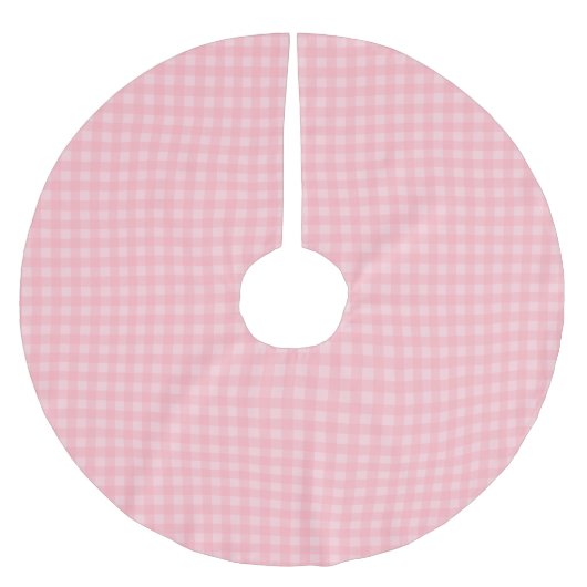 Retro rosa Gingham-karierter Muster-Hintergrund Polyester Weihnachtsbaumdecke (Vorderseite)