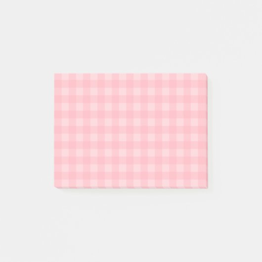 Retro rosa Gingham-karierter Muster-Hintergrund Post-it Klebezettel (Vorderseite)