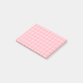 Retro rosa Gingham-karierter Muster-Hintergrund Post-it Klebezettel (angewinkelt)