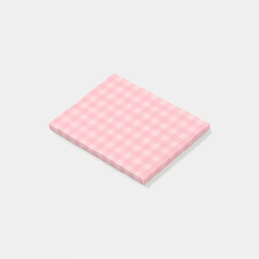 Retro rosa Gingham-karierter Muster-Hintergrund Post-it Klebezettel (angewinkelt)