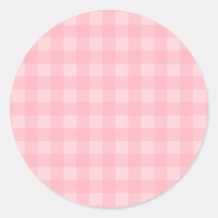 Retro-Rosa-Gingham-Karomuster-Hintergrund Runder Aufkleber