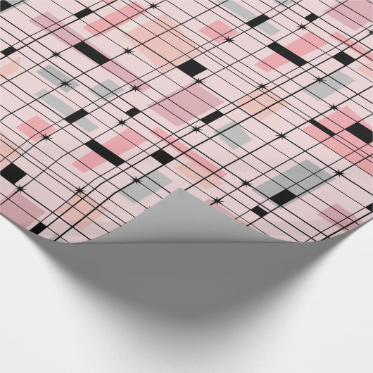 Retro rosa Gitter-und Geschenkpapier (Ecke)
