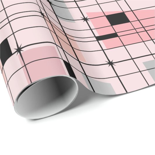 Retro rosa Gitter-und Geschenkpapier (Rolleneckpunkt)