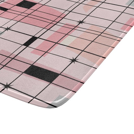 Retro rosa Gitter-und Schneidebrett (Ecke)