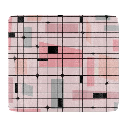 Retro rosa Gitter-und Schneidebrett (Vorderseite)