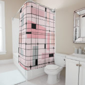 Retro rosa Gitter-und Sternexplosion-Duschvorhang Duschvorhang (Beispiel)