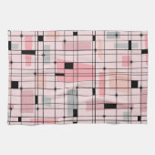 Retro rosa Gitter-und Sternexplosion-Küchen-Tuch Handtuch (Horizontal)