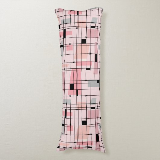 Retro Rosa Gitter und Sternexplosionen Kissen (Vorderseite Vertikal)