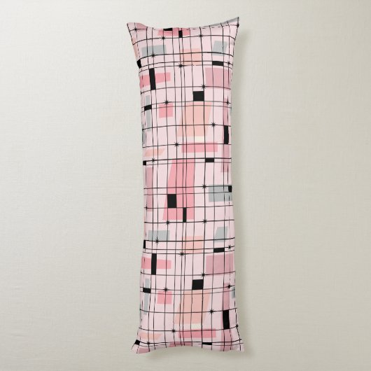 Retro Rosa Gitter und Sternexplosionen Kissen (Rückseite (Vertikal))