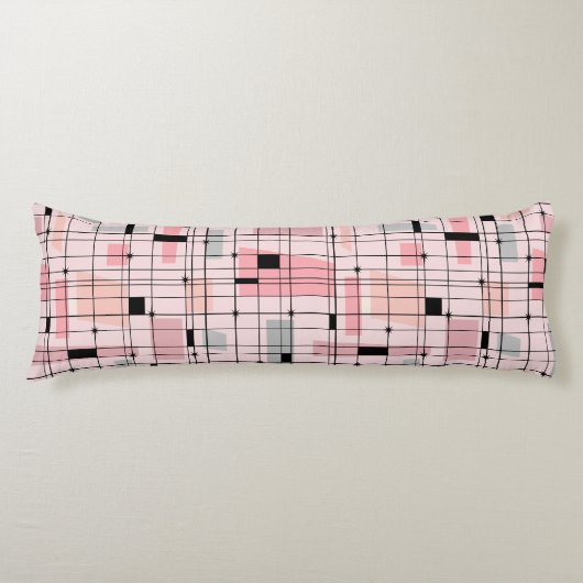 Retro Rosa Gitter und Sternexplosionen Kissen (Vorderseite)