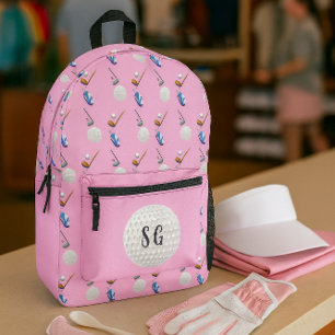 Retro-Rosa-Golfmuster-Monogramm  Bedruckter Rucksack