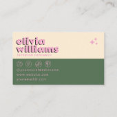 Retro Rosa grüne Farbe Groovy Checkered Funky Visitenkarte (Rückseite)