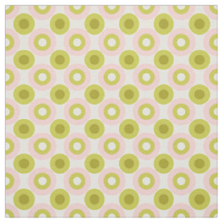 Retro Rosa Grüne Kreise Muster Stoff