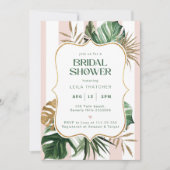 Retro rosa grüne Streifen Palmen Strand Brautparty Einladung (Vorderseite)