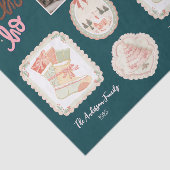 Retro Rosa Grüne Weihnachten Seidenpapier (Ausschnitt)