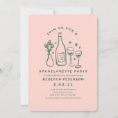 Retro-Rosa-grüner Junggeselinnen-Abschied Einladung (Vorderseite)