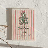 Retro Rosa Hand Drawn Weihnachtsbaum Party Einladung